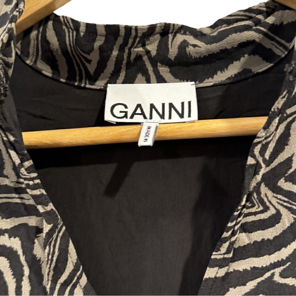 Ganni Gathered printed georgette mini dress Size EU 34 - Picture 9 of 14